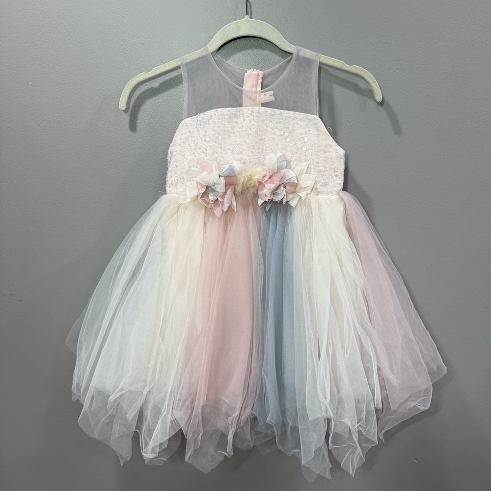 Pastel Tulle Dress with Floral Accents